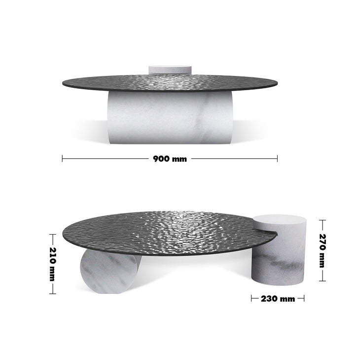 Modern Fused Glass Coffee Table VERRE PARTICULIER MARBLE Size Chart