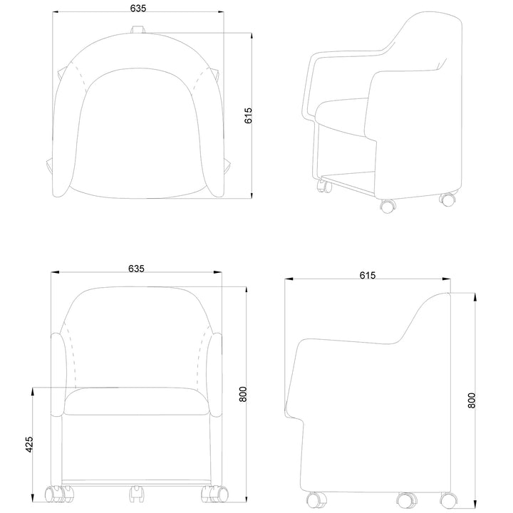 Minimalist Fabric Training Office Chair CACTUS Size Chart