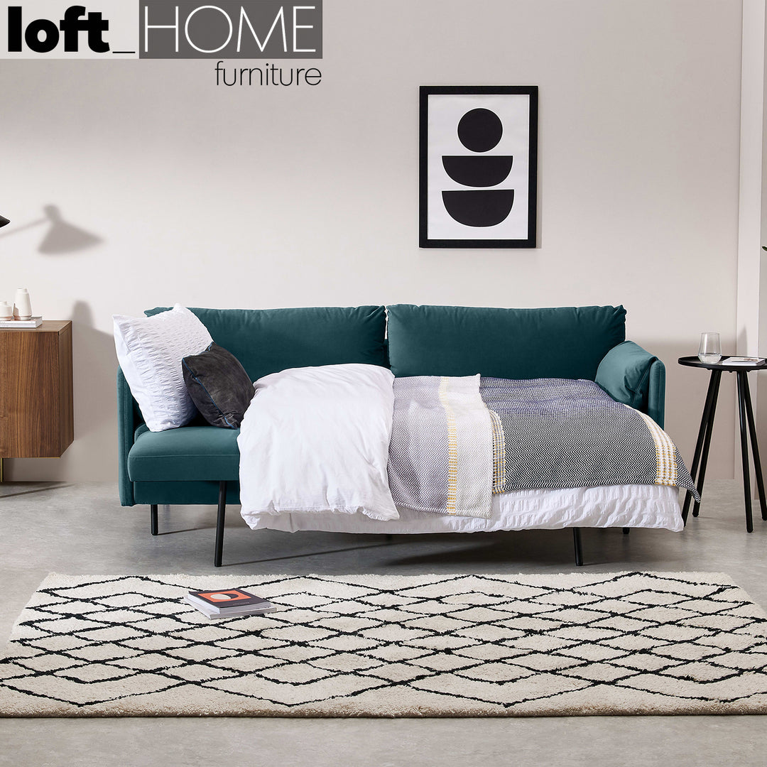 Modern Velvet Sofa Bed HITOMI STEEL BLUE Primary Product
