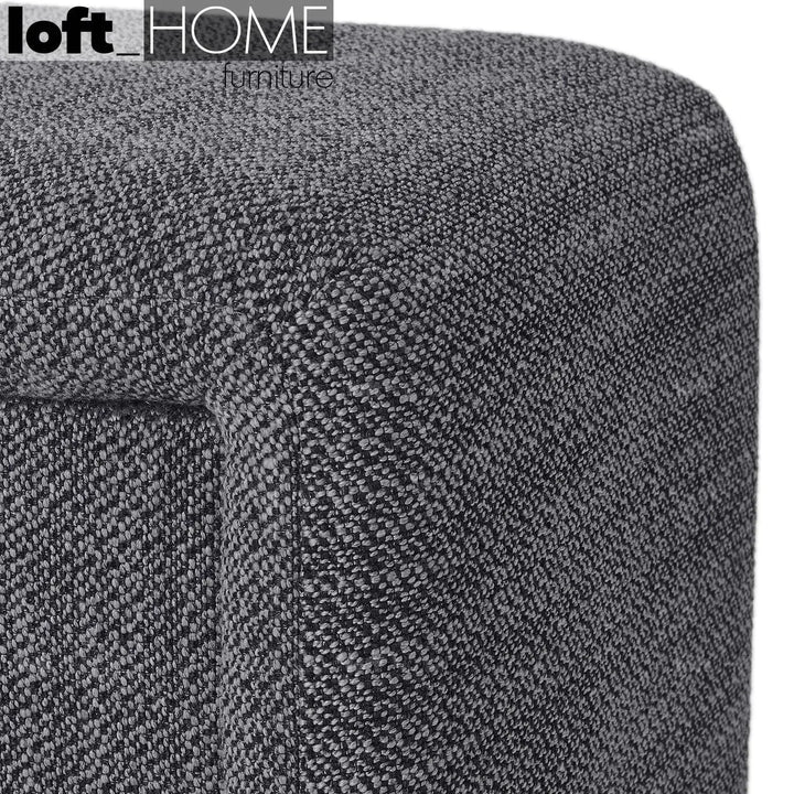 Modern fabric storage dining bench palmi in close up details.