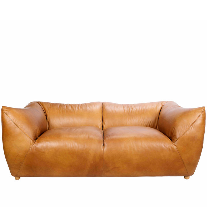 Vintage Genuine Leather 2 Seater Sofa BEANBAG White Background