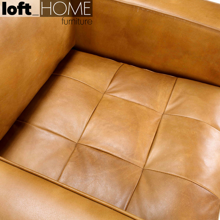 Vintage Genuine Leather 1 Seater Sofa OLGA Close-up